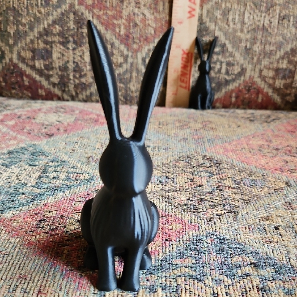 Black Decorative Rabbit Sculptures - Set of 2 - Picture 3 of 4